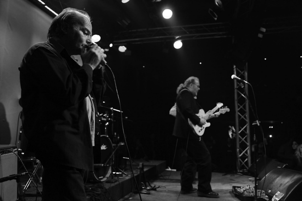 Johnny Channel with his harmonica on stage
